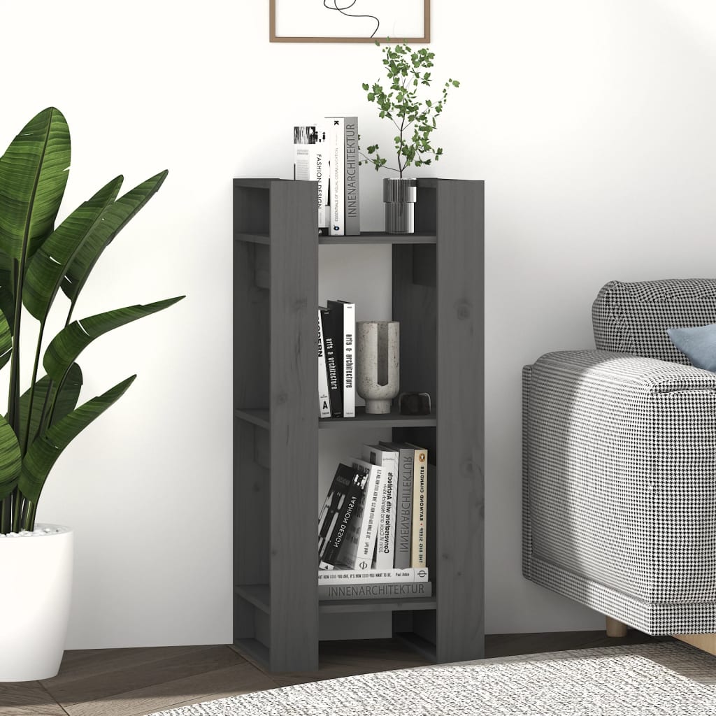 Bibliothèque/séparateur de pièce gris 41x35x91 cm bois de pin massif