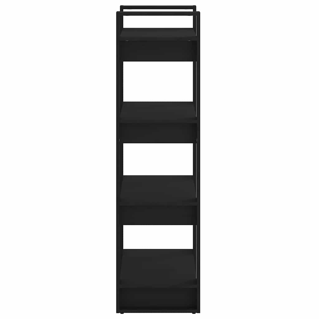 Bücherregal/Raumteiler Schwarz 60x35x125 cm Massivholz