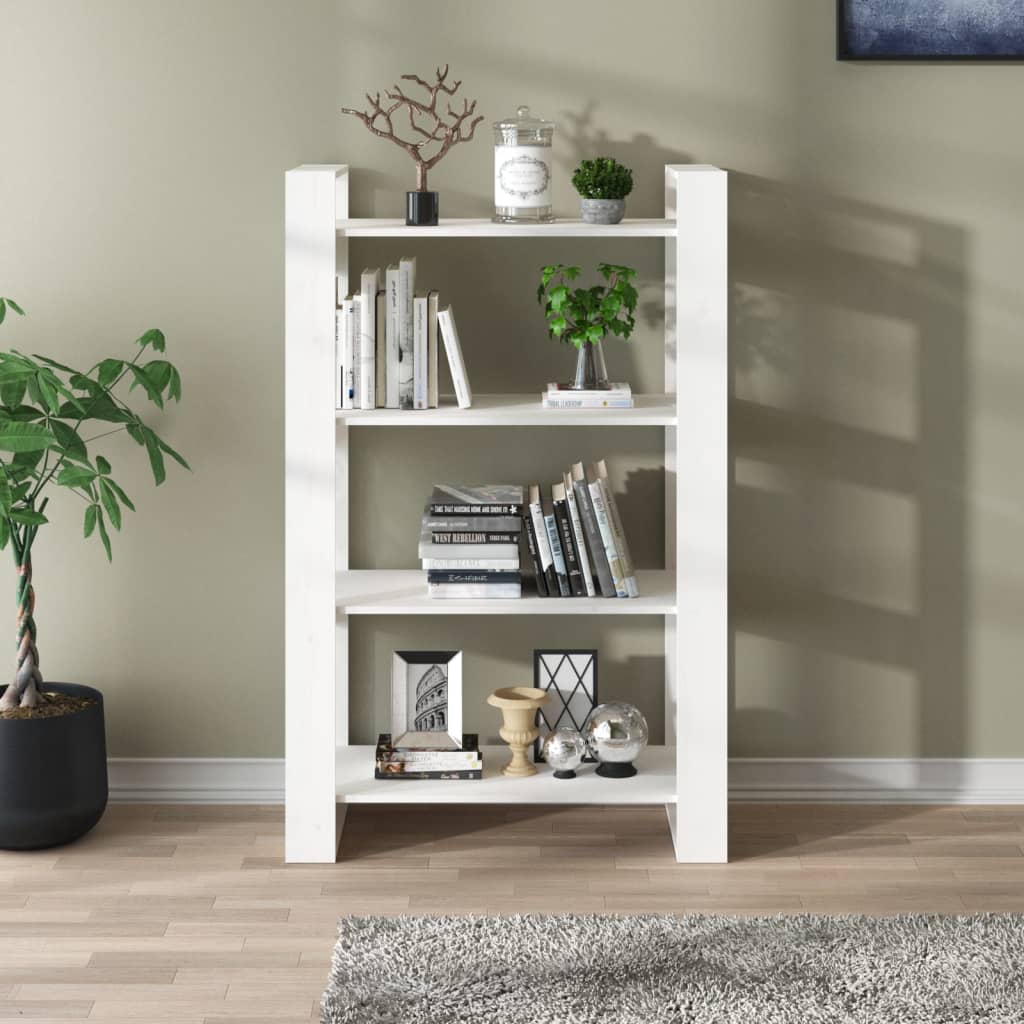 Bookshelf/Room Divider White 80x35x125 cm Solid Pine