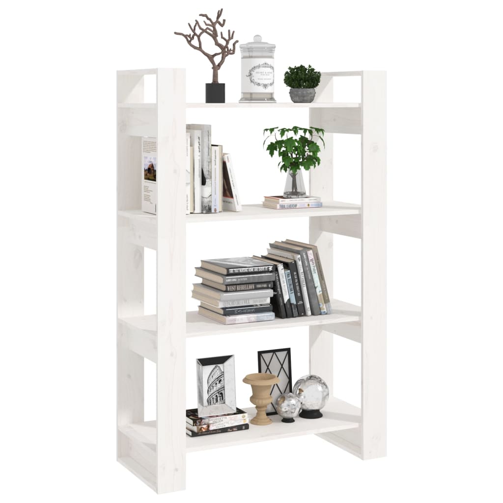 Bookshelf/Room Divider White 80x35x125 cm Solid Pine