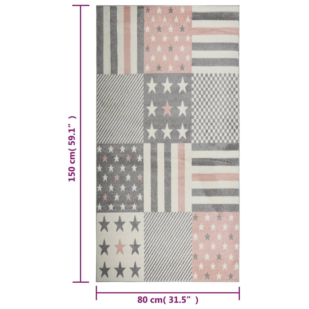 Kinderteppich 80x150 cm Sternenmuster Rosa