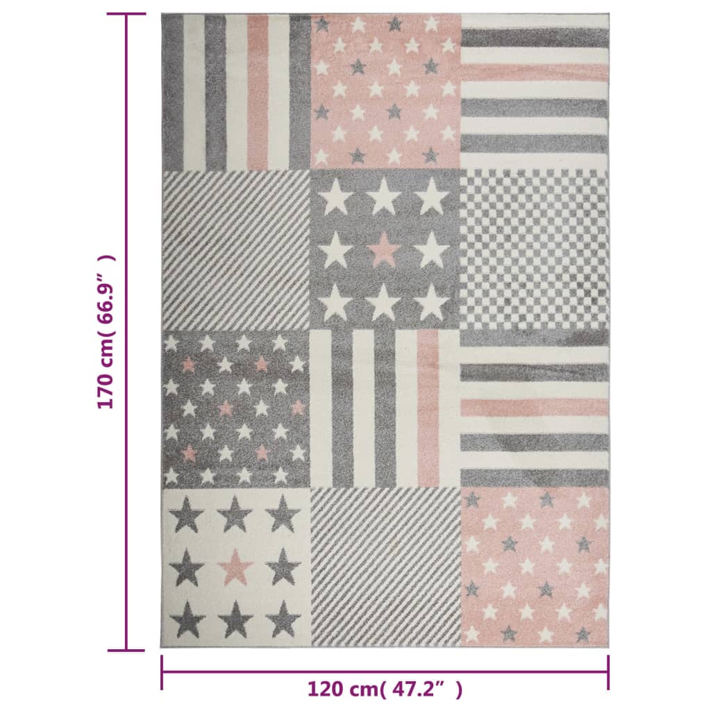 Kinderteppich 120x170 cm Sternenmuster Rosa