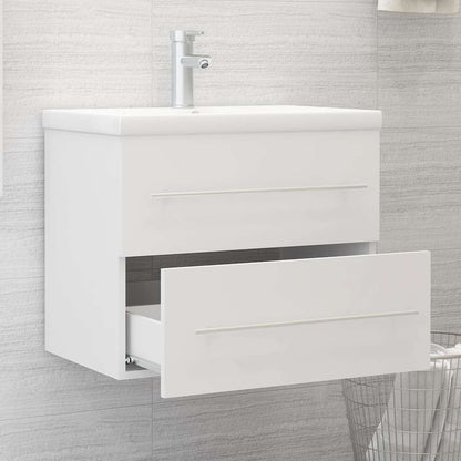 Waschbeckenunterschrank mit Einbaubecken Weiß Holzwerkstoff