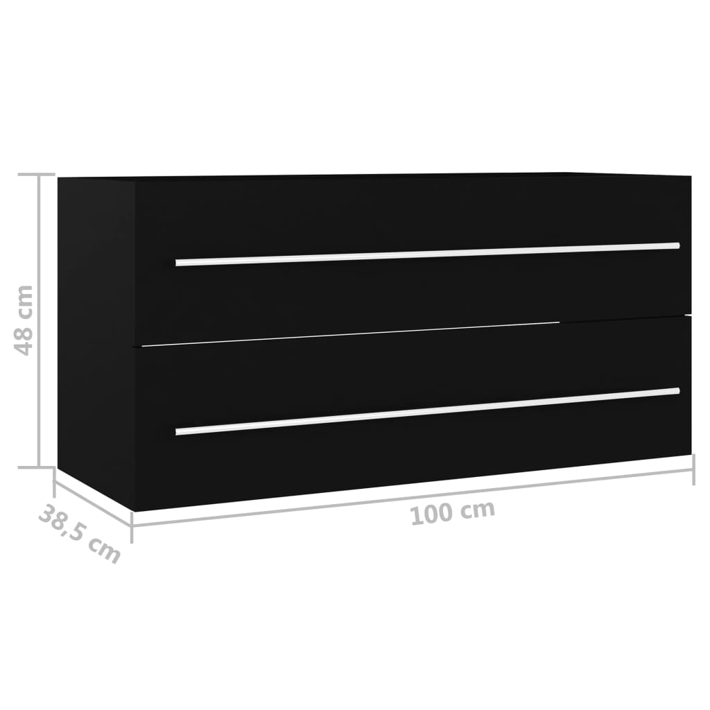 Waschbeckenunterschrank mit Einbaubecken Schwarz Holzwerkstoff
