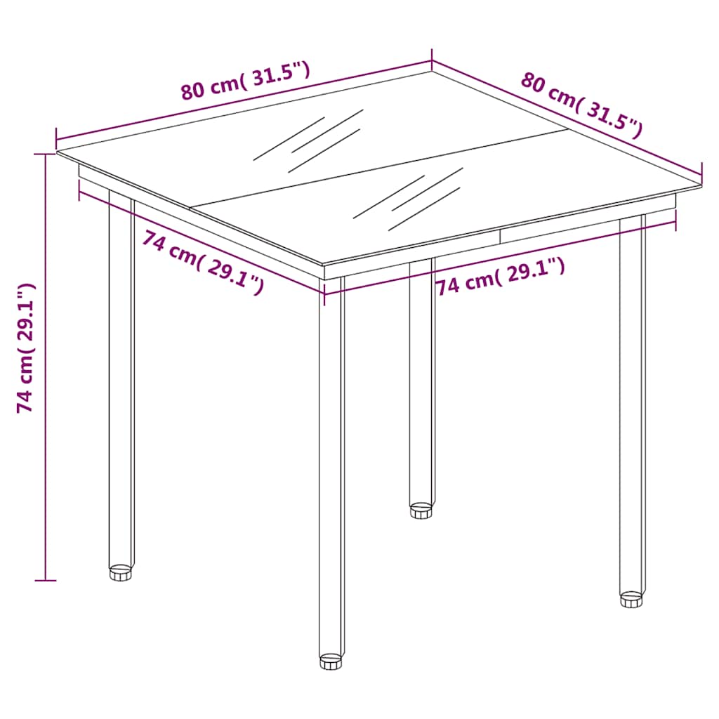 3-tlg. Garten-Essgruppe Schwarz PVC Rattan