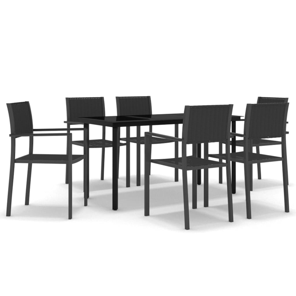 7-tlg. Garten-Essgruppe Schwarz