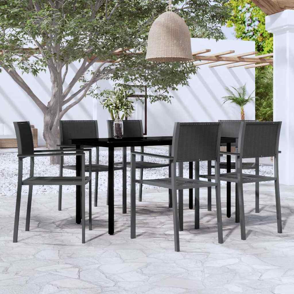 7-tlg. Garten-Essgruppe Schwarz