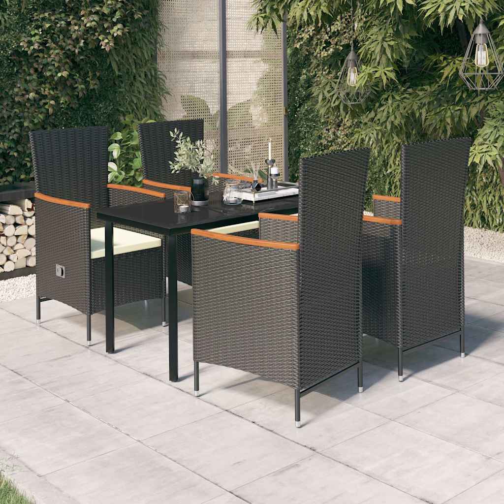 5-tlg. Garten-Essgruppe mit Kissen Schwarz