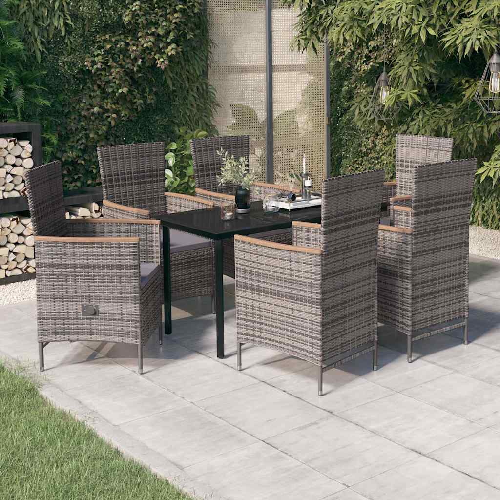 7-tlg. Garten-Essgruppe mit Kissen Grau