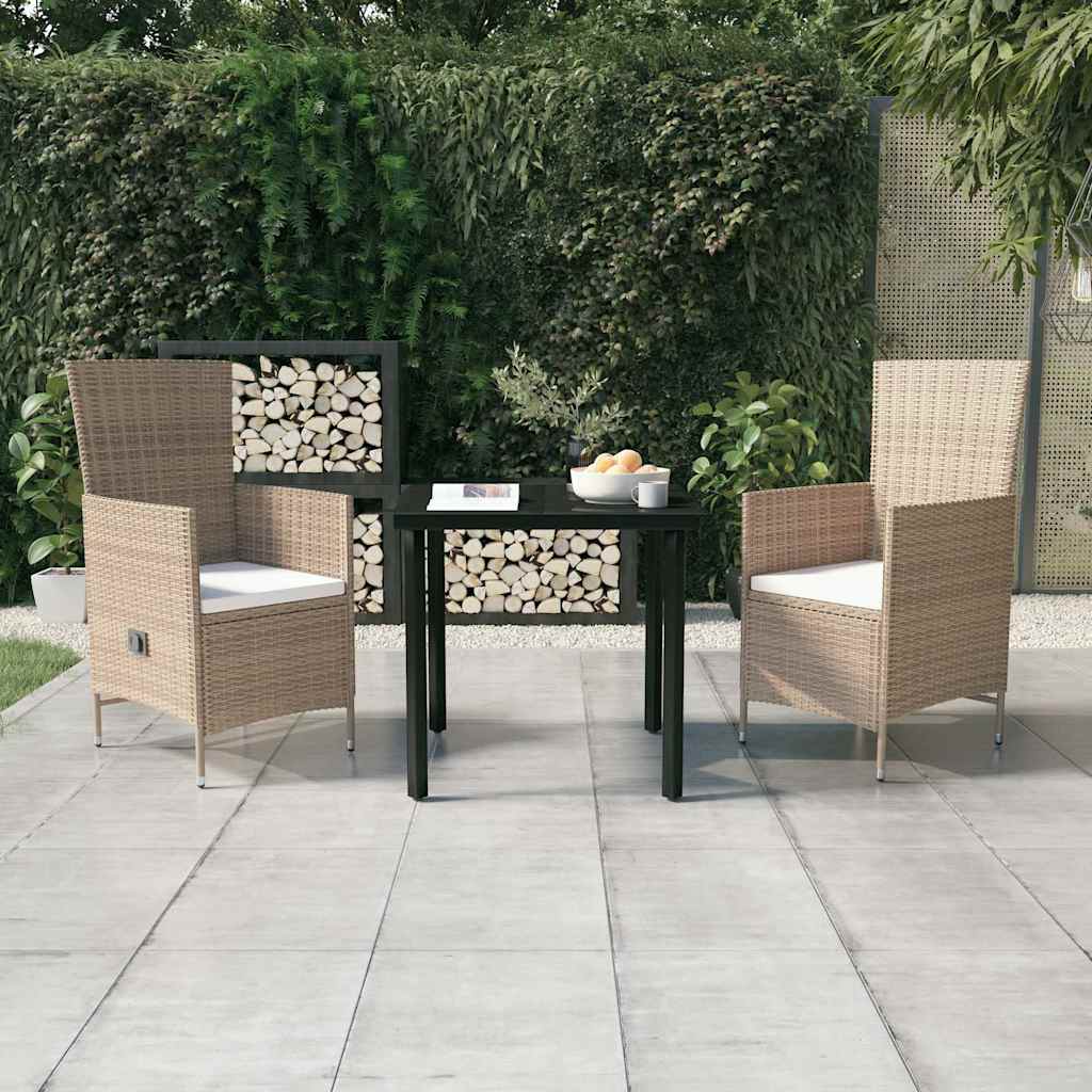 3-tlg. Garten-Essgruppe mit Kissen Beige