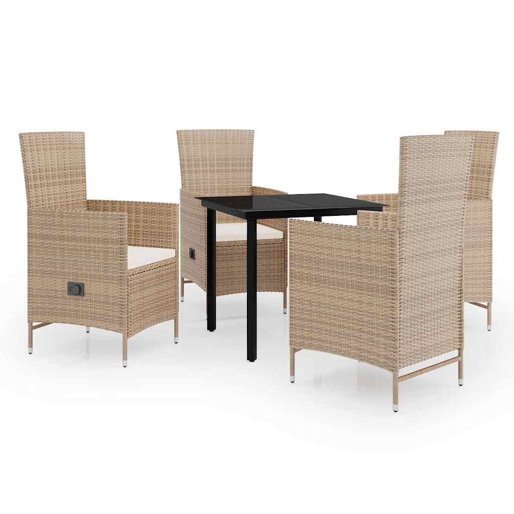 5-tlg. Garten-Essgruppe mit Kissen Beige