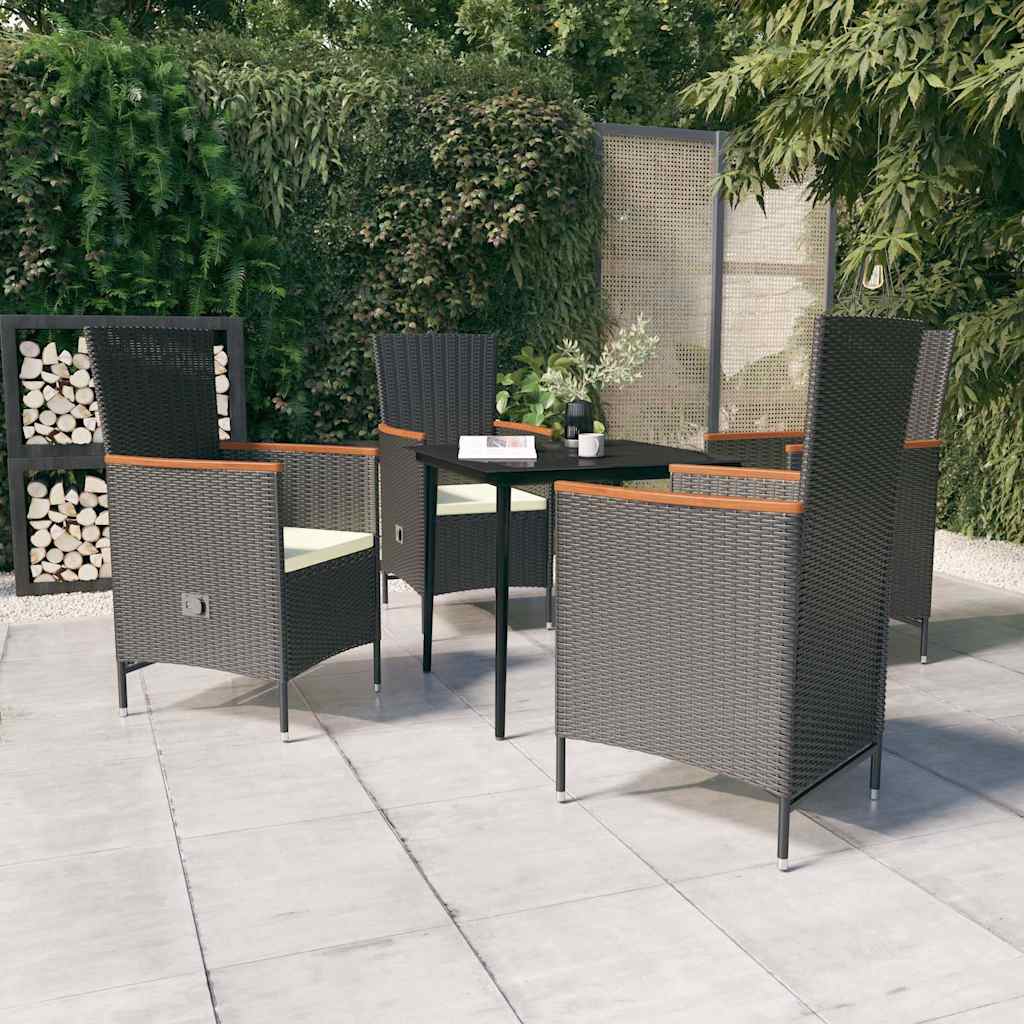 5-tlg. Garten-Essgruppe mit Kissen Schwarz