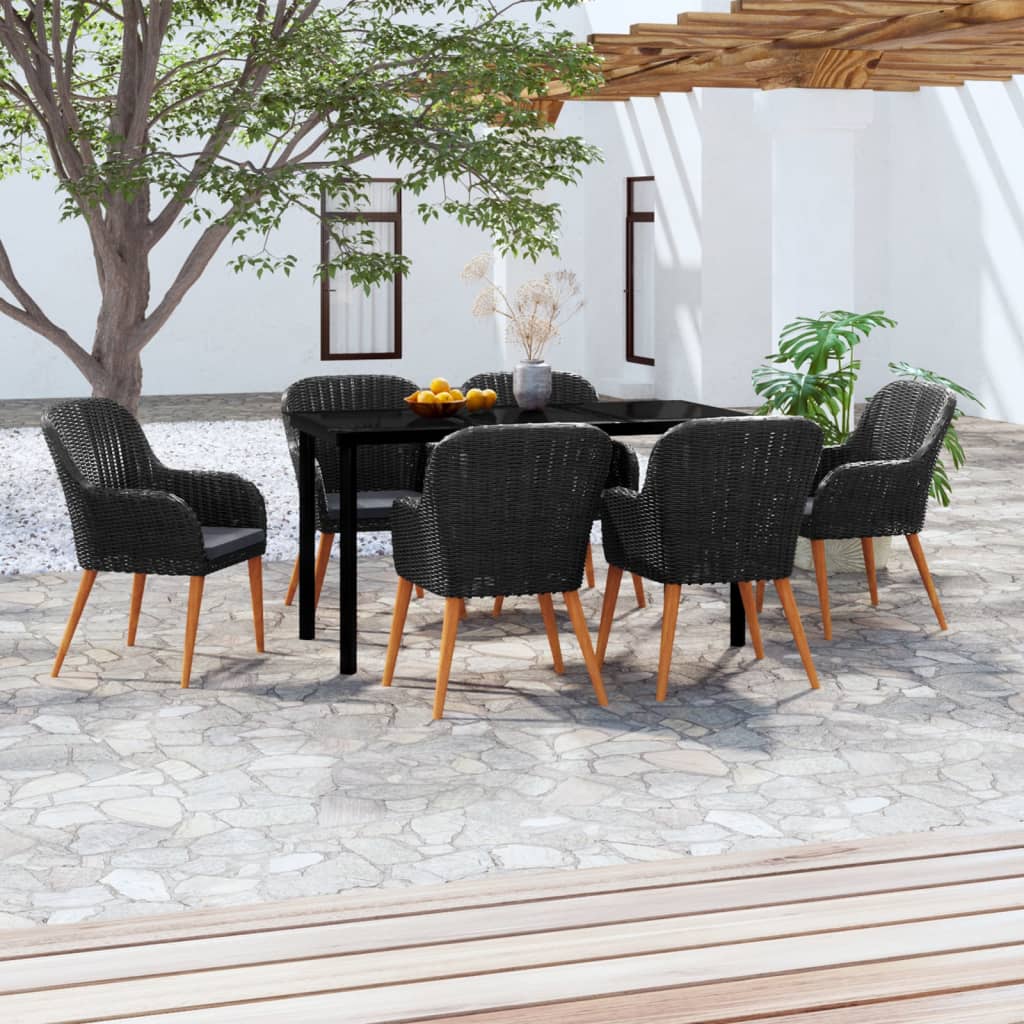 7-tlg. Garten-Essgruppe mit Kissen Schwarz