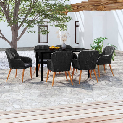 7-tlg. Garten-Essgruppe mit Kissen Schwarz