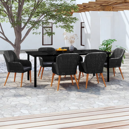 7-tlg. Garten-Essgruppe mit Kissen Schwarz