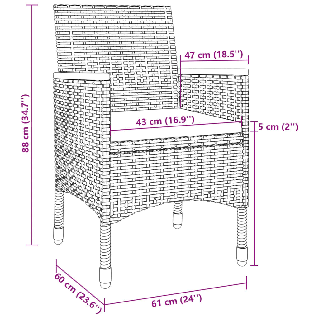 9-tlg. Garten-Essgruppe mit Kissen Poly Rattan und Glas