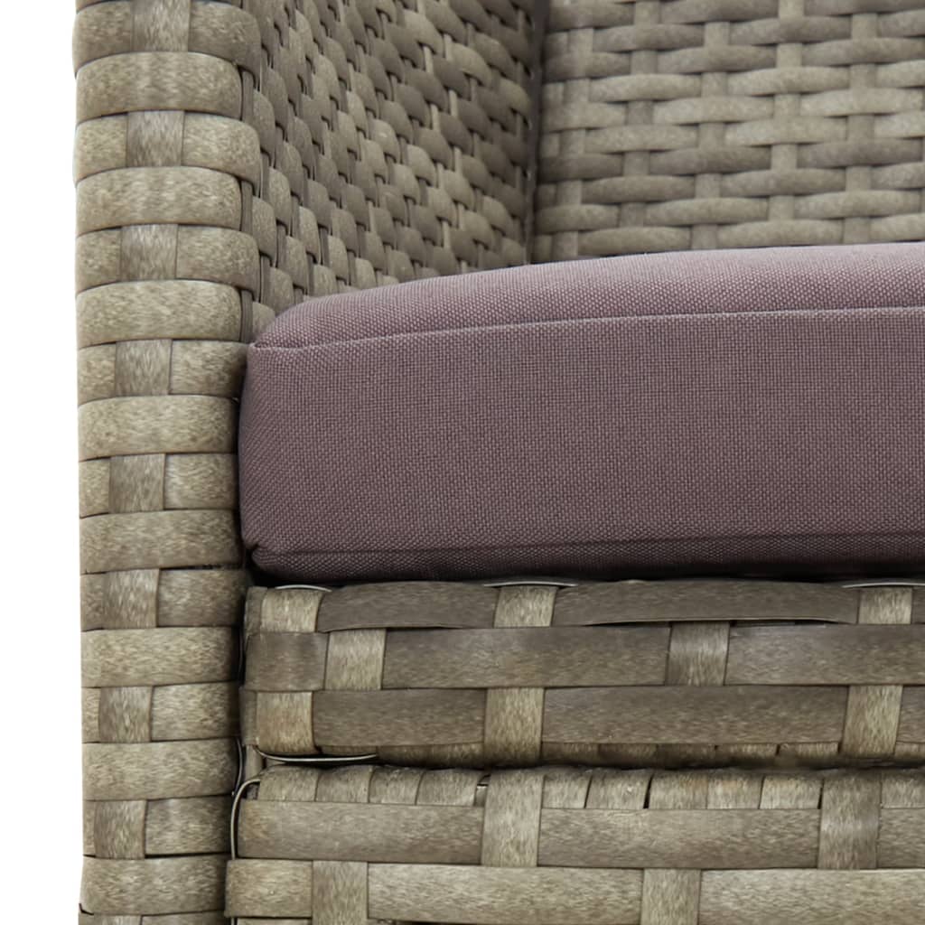 Gartensofa 3-Sitzer mit Kissen Grau Poly Rattan