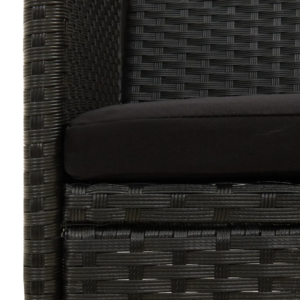 Gartensofa 3-Sitzer mit Kissen Schwarz Poly Rattan