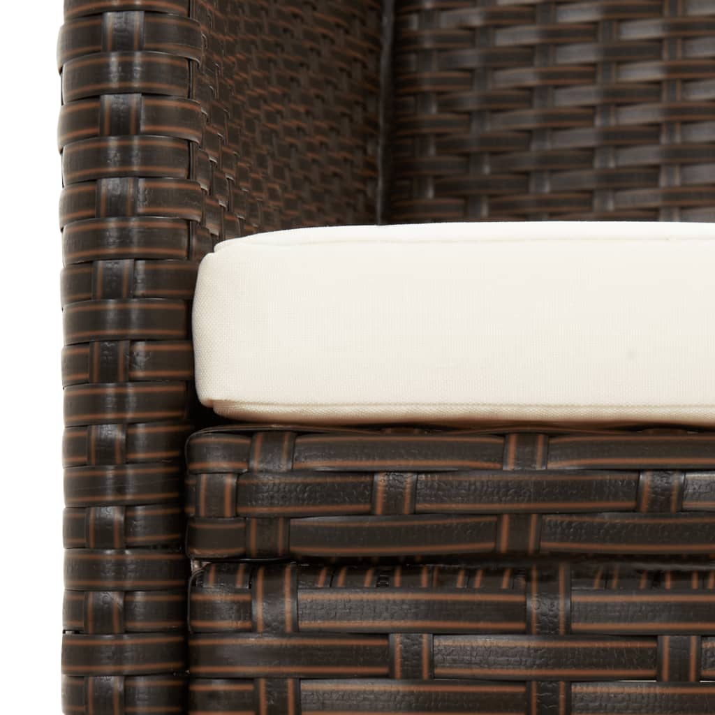 Gartensofa 3-Sitzer mit Kissen Braun Poly Rattan