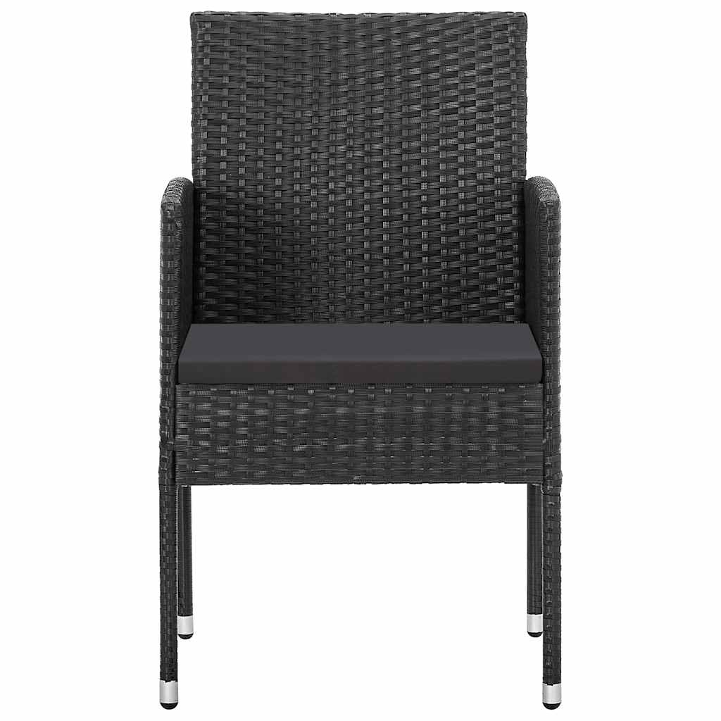 Gartenstühle mit Kissen in Schwarz 4 Stk. Schwarz Polyrattan