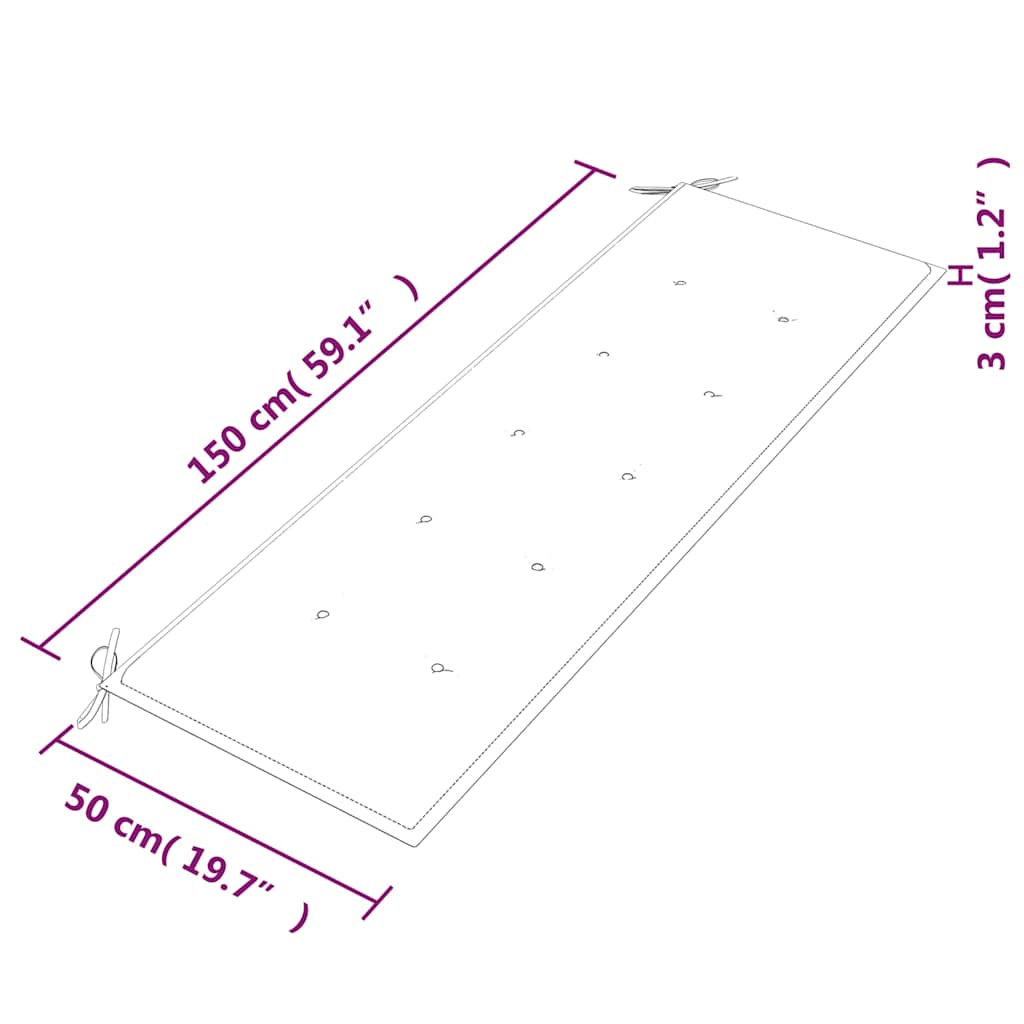 Batavia-Bank mit Anthrazit Kissen 150 cm Massivholz Teak