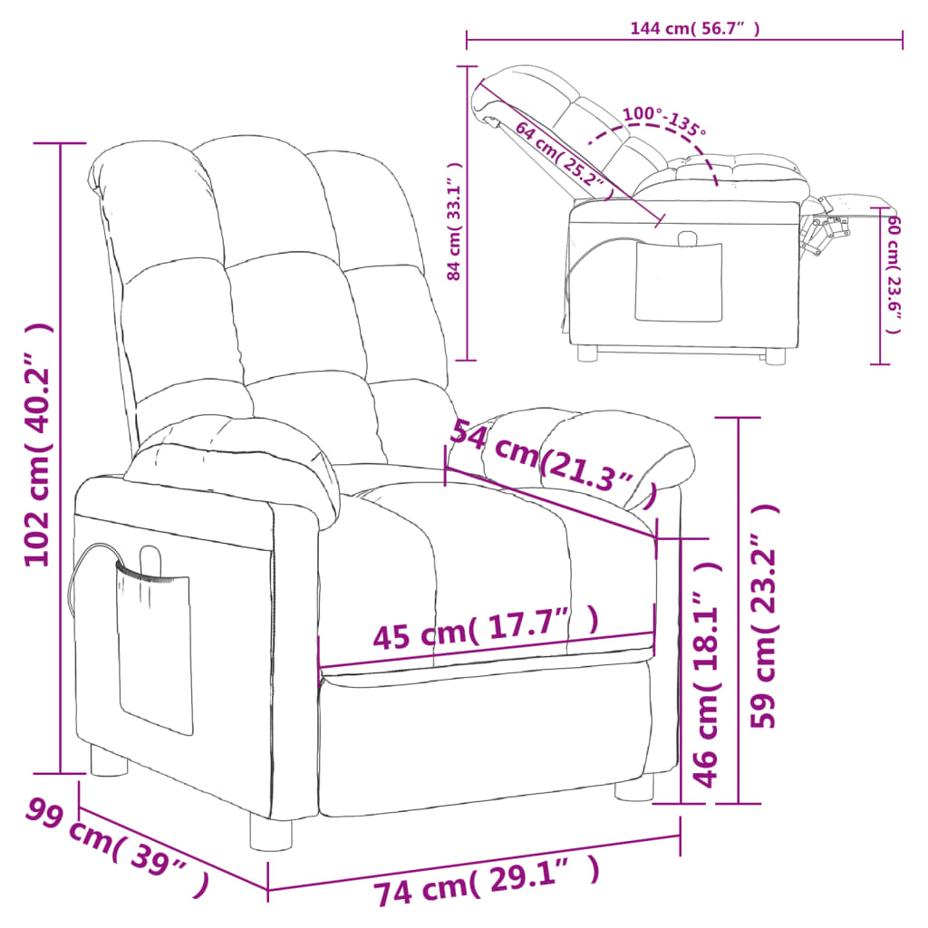 Fauteuil de massage tissu taupe