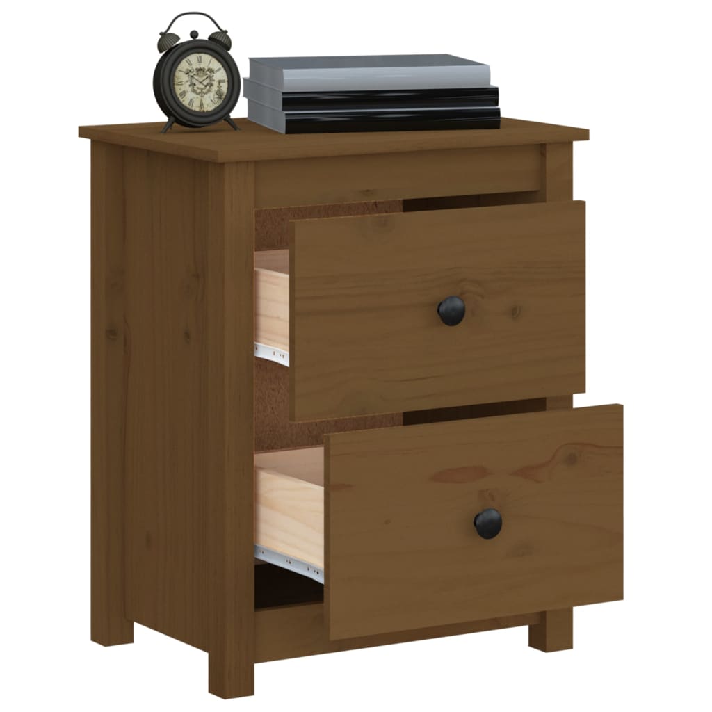 Bedside tables 2 pcs. Honey brown 50x35x61.5 cm solid pine wood