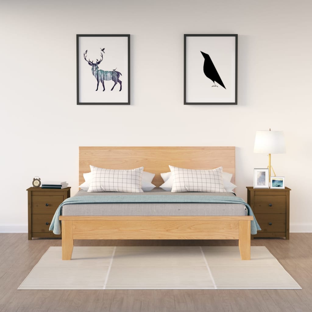 Bedside tables 2 pcs. Honey brown 50x35x61.5 cm solid pine wood