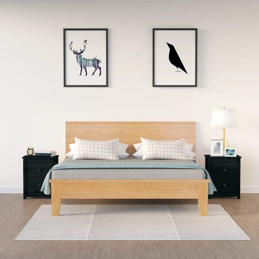 Tables de chevet 2 pcs. Noir 50x35x61,5 cm en bois de pin massif