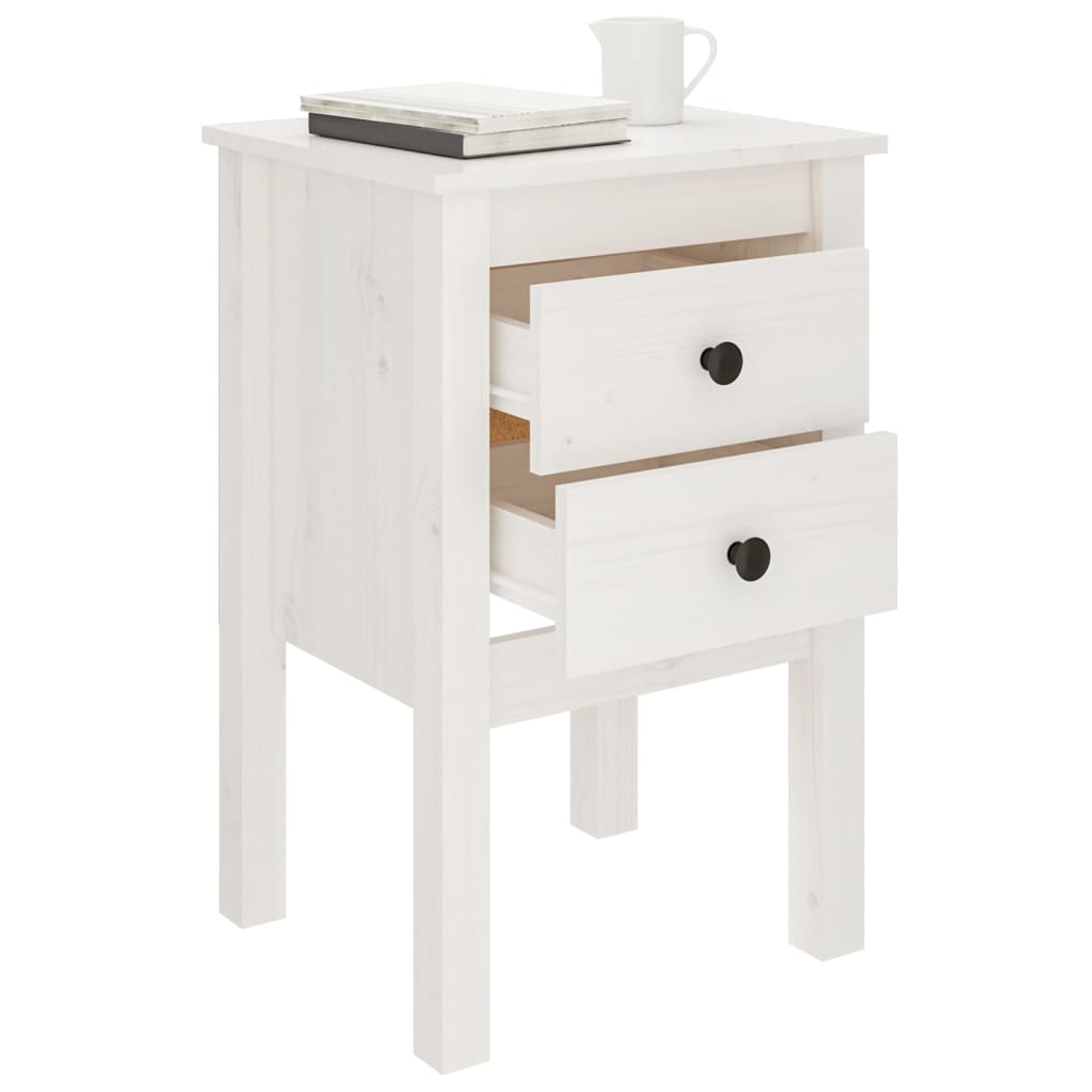 Tables de chevet 2 pcs. Blanc 40x35x61,5 cm en bois de pin massif