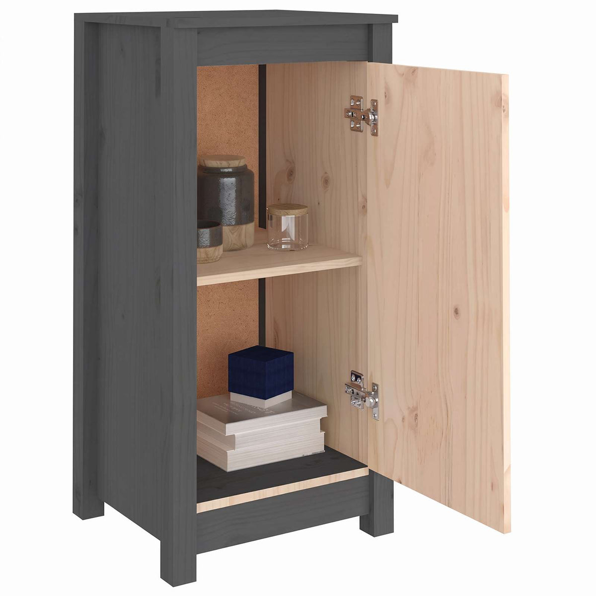 Sideboards 2 Stk. Grau 39x35x80 cm Massivholz Kiefer
