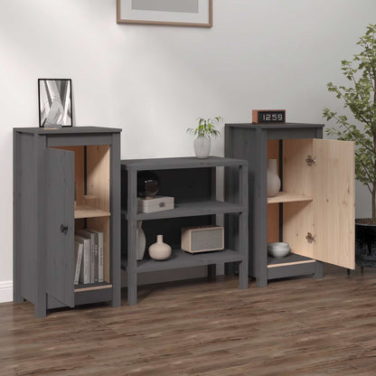 Sideboards 2 Stk. Grau 39x35x80 cm Massivholz Kiefer