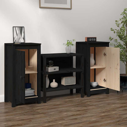 Sideboards 2 Stk. Schwarz 39x35x80 cm Massivholz Kiefer