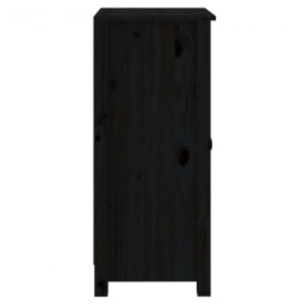 Sideboards 2 Stk. Schwarz 39x35x80 cm Massivholz Kiefer