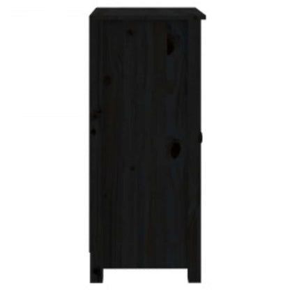 Sideboards 2 Stk. Schwarz 39x35x80 cm Massivholz Kiefer