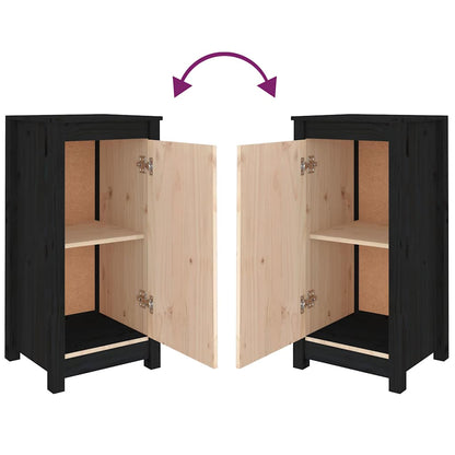 Sideboards 2 Stk. Schwarz 39x35x80 cm Massivholz Kiefer