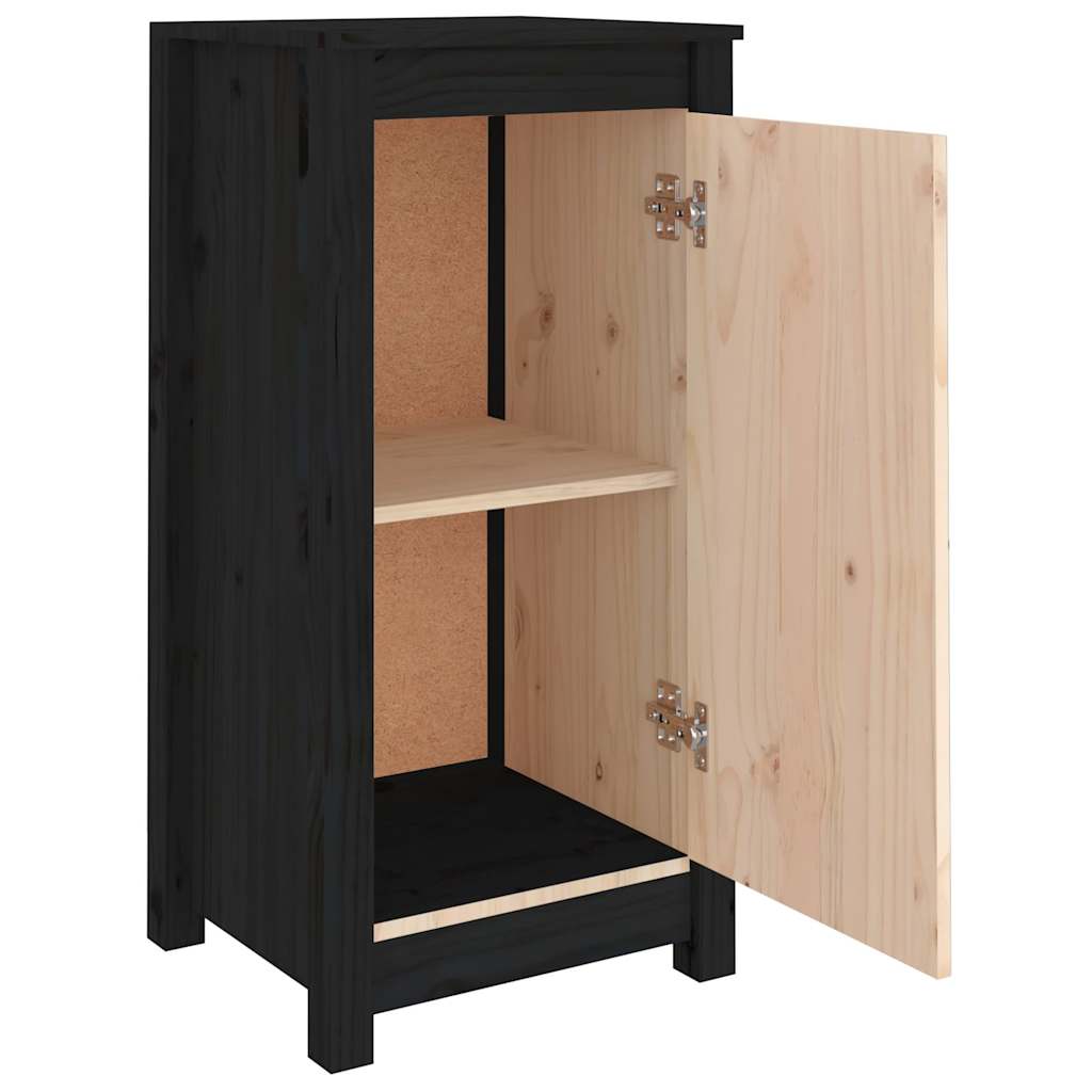 Sideboards 2 Stk. Schwarz 39x35x80 cm Massivholz Kiefer