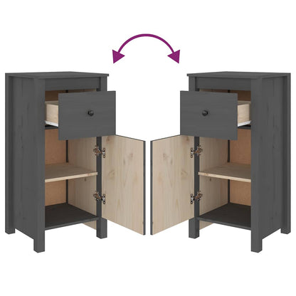 Sideboards 2 Stk. Grau 40x35x80 cm Massivholz Kiefer