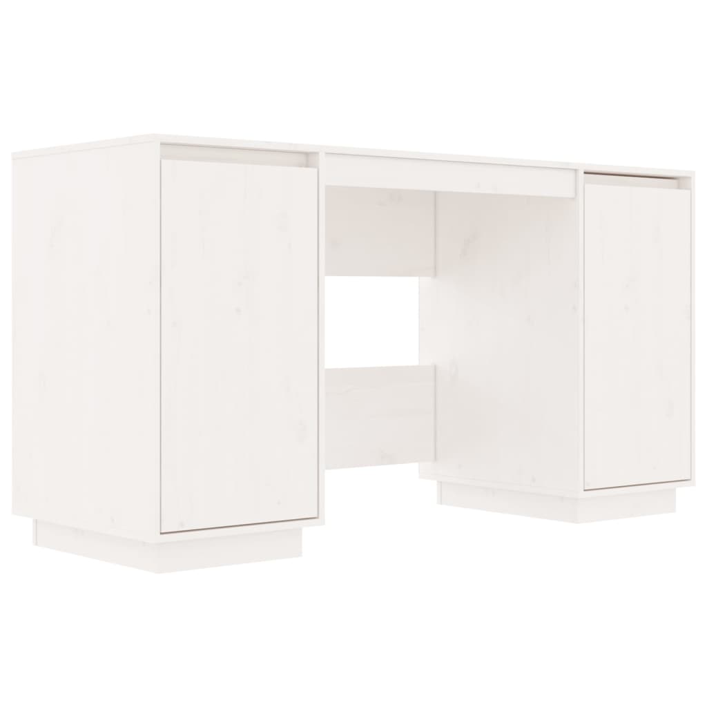 Bureau blanc 140x50x75 cm en bois de pin massif