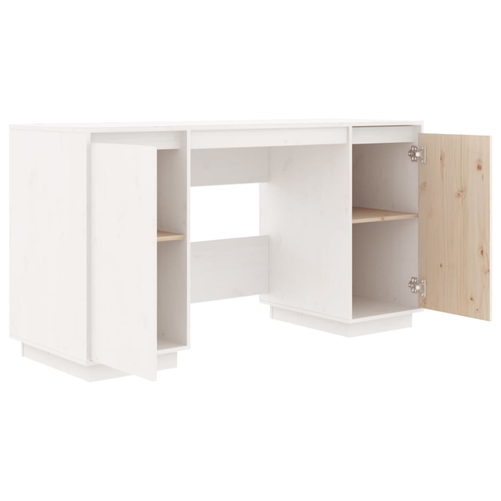 Bureau blanc 140x50x75 cm en bois de pin massif