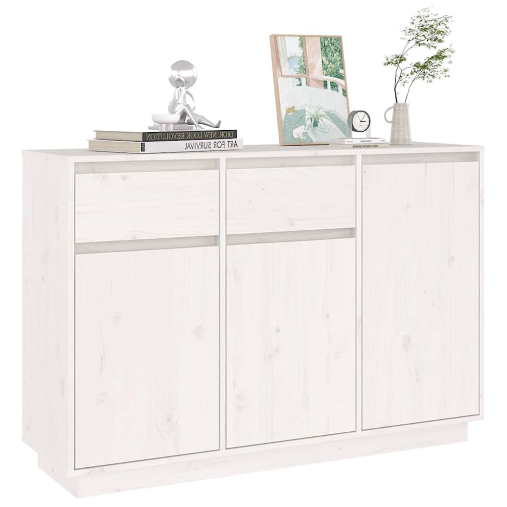 Sideboard Weiß 110x34x75 cm Massivholz Kiefer