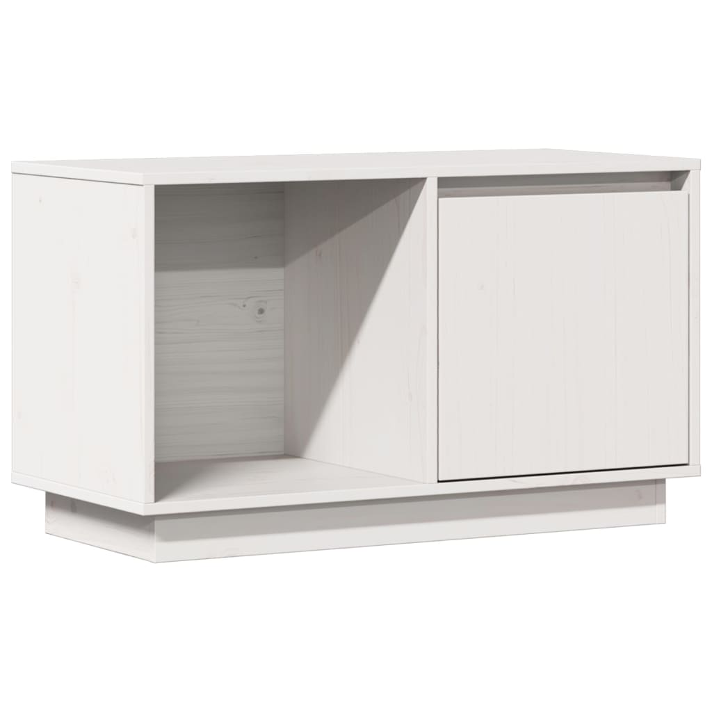 Meuble TV blanc 74x35x44 cm en bois de pin massif