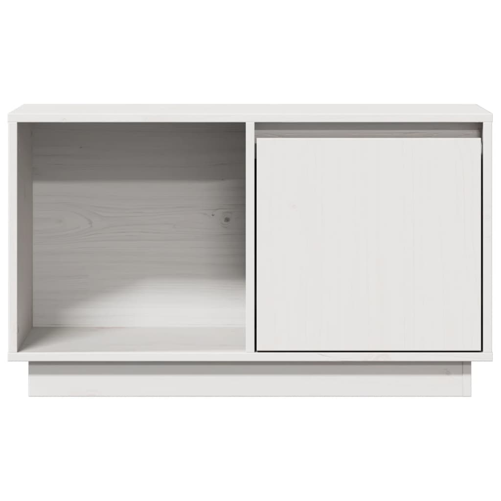 Meuble TV blanc 74x35x44 cm en bois de pin massif