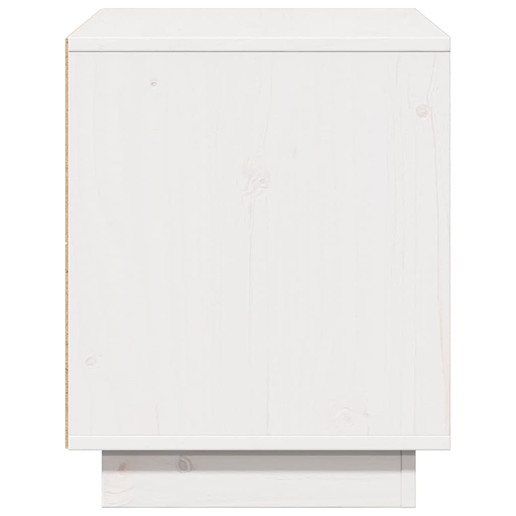Meuble TV blanc 74x35x44 cm en bois de pin massif
