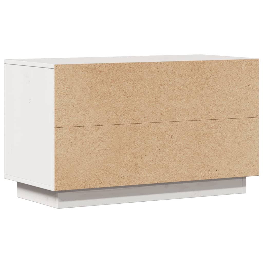 Meuble TV blanc 74x35x44 cm en bois de pin massif