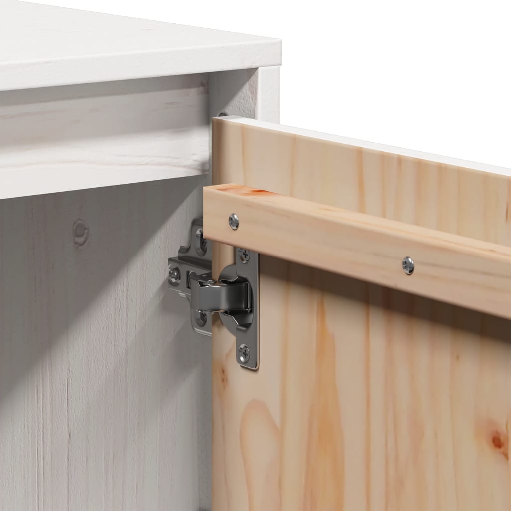 Meuble TV blanc 74x35x44 cm en bois de pin massif