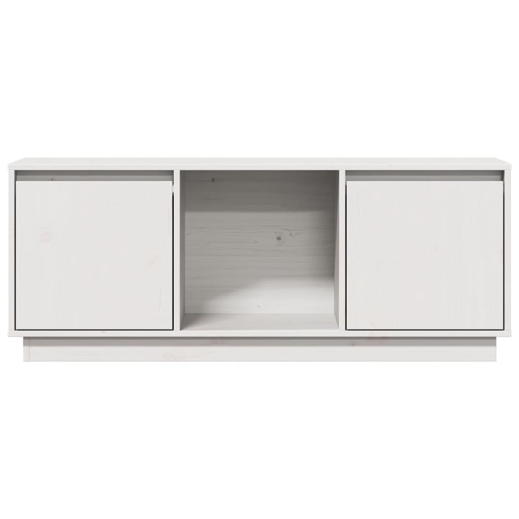 Meuble TV blanc 110,5x35x44 cm en bois de pin massif