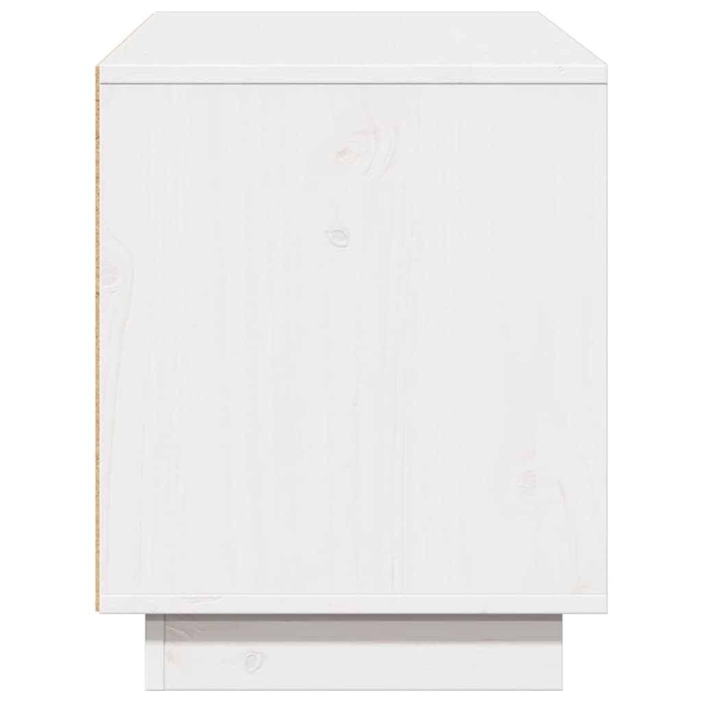 Meuble TV blanc 110,5x35x44 cm en bois de pin massif