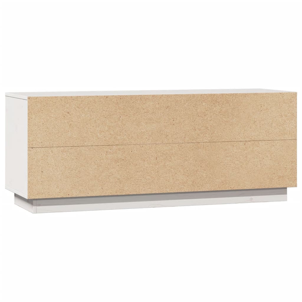 Meuble TV blanc 110,5x35x44 cm en bois de pin massif