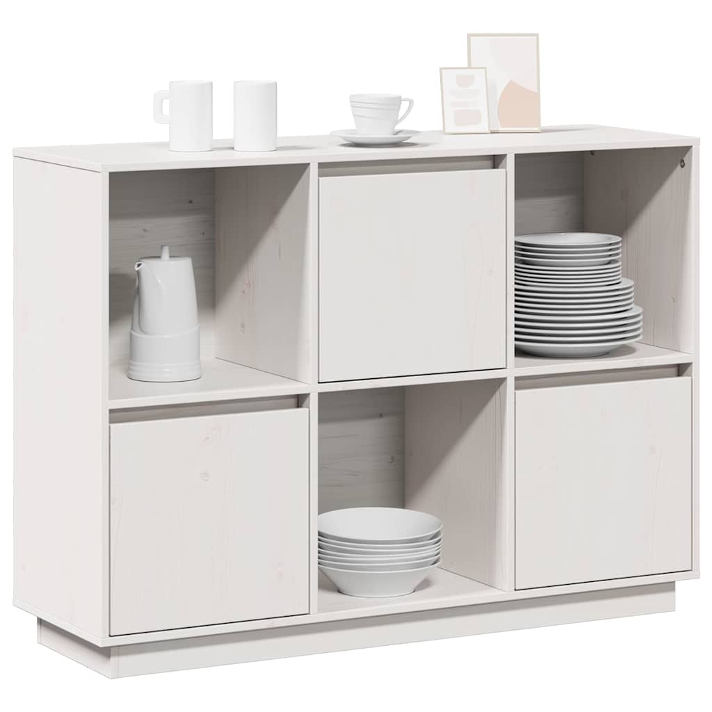 Sideboard Weiß 110,5x35x80 cm Massivholz Kiefer